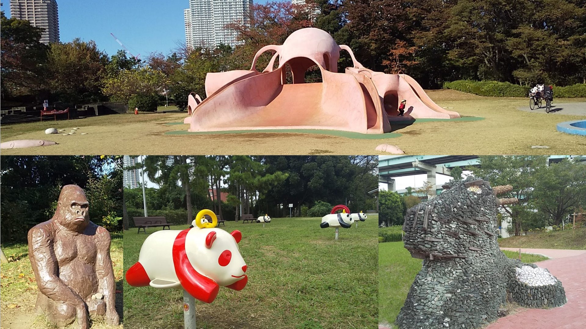 ぱんだ公園 辰巳の森緑道公園｜巨大なタコやパンダの遊具に大興奮。豊洲の隣